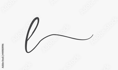 letter L brush script isolated on white background.