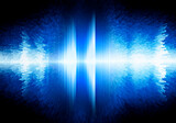 Blue sound wave spectrum illustration on dark background	
