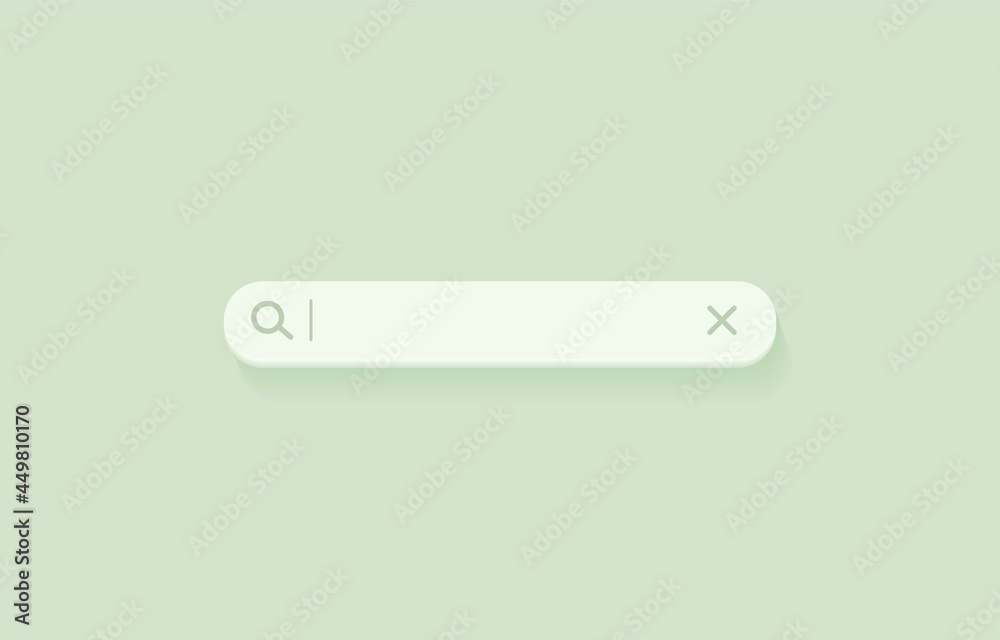 3D search bar. Browser button for website and UI design. Search form template. Vector illustration on soft mint background. 3D search bar. Browser button for website and UI design. Search form template. Vector illustration on soft mint background.