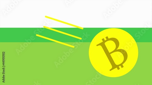 bitcoin coin falls down, cartoon animation