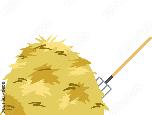 Haystack. Mown grass. Stock of hay. Flat design.