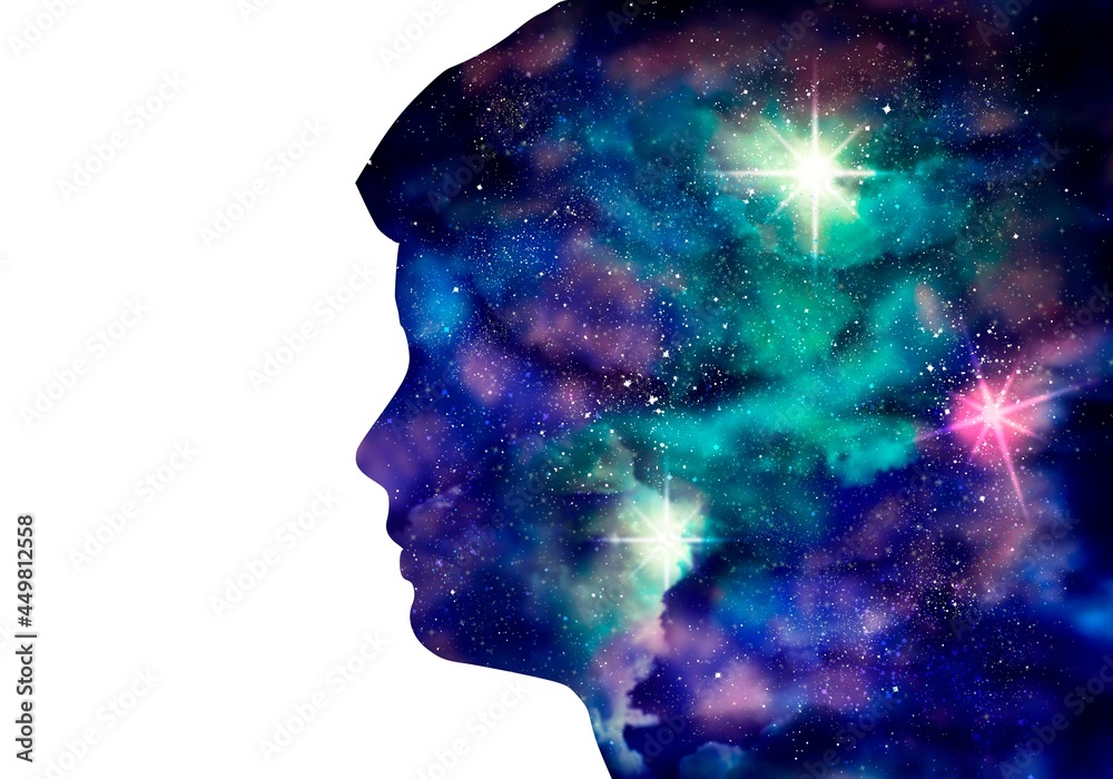Universe filled with stars in the head
