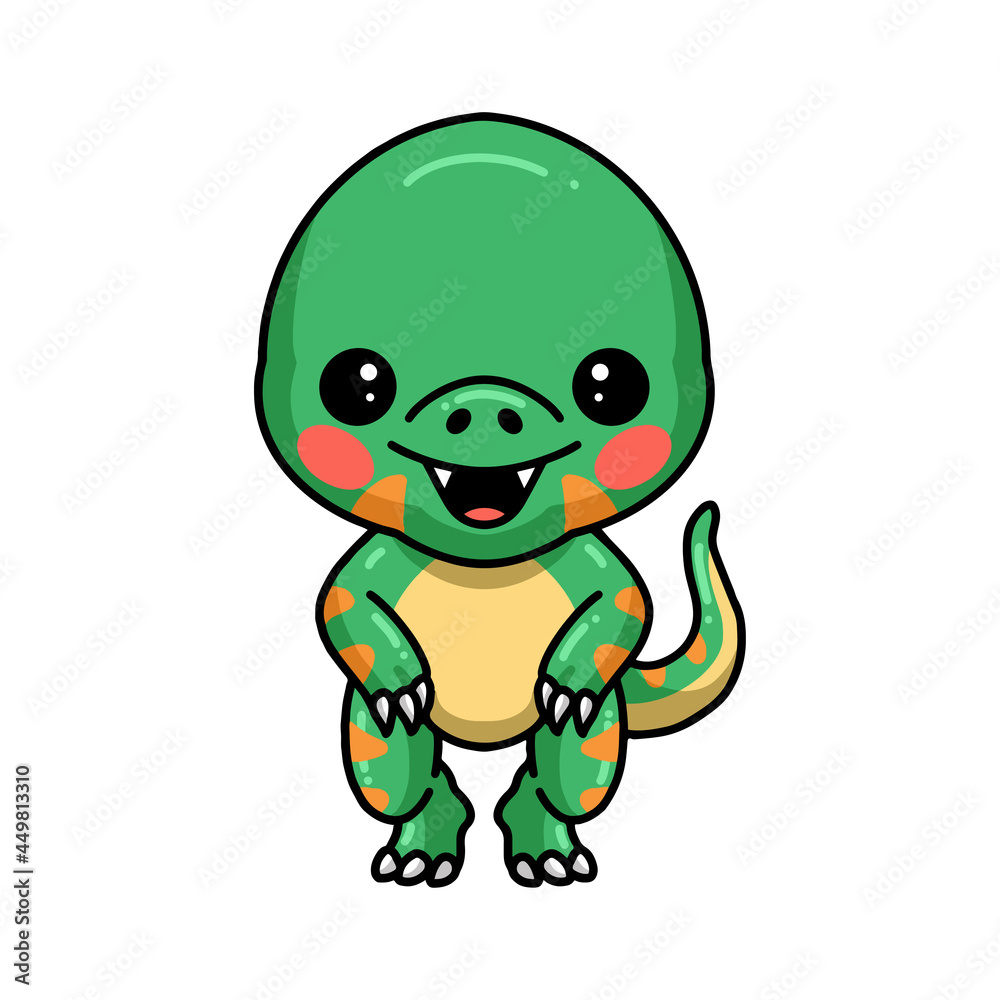 Obraz premium Cute little dinosaur cartoon posing