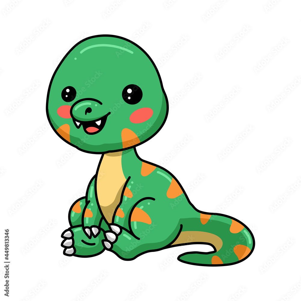 Cute little dinosaur cartoon sitting Cute little dinosaur cartoon sitting