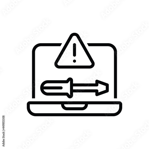 Black line icon for troubleshooting