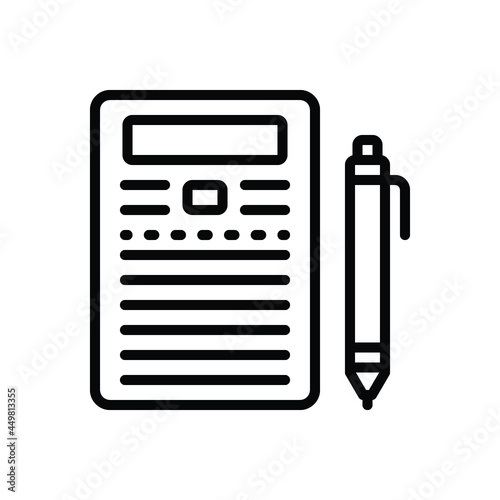 Black line icon for assignment
