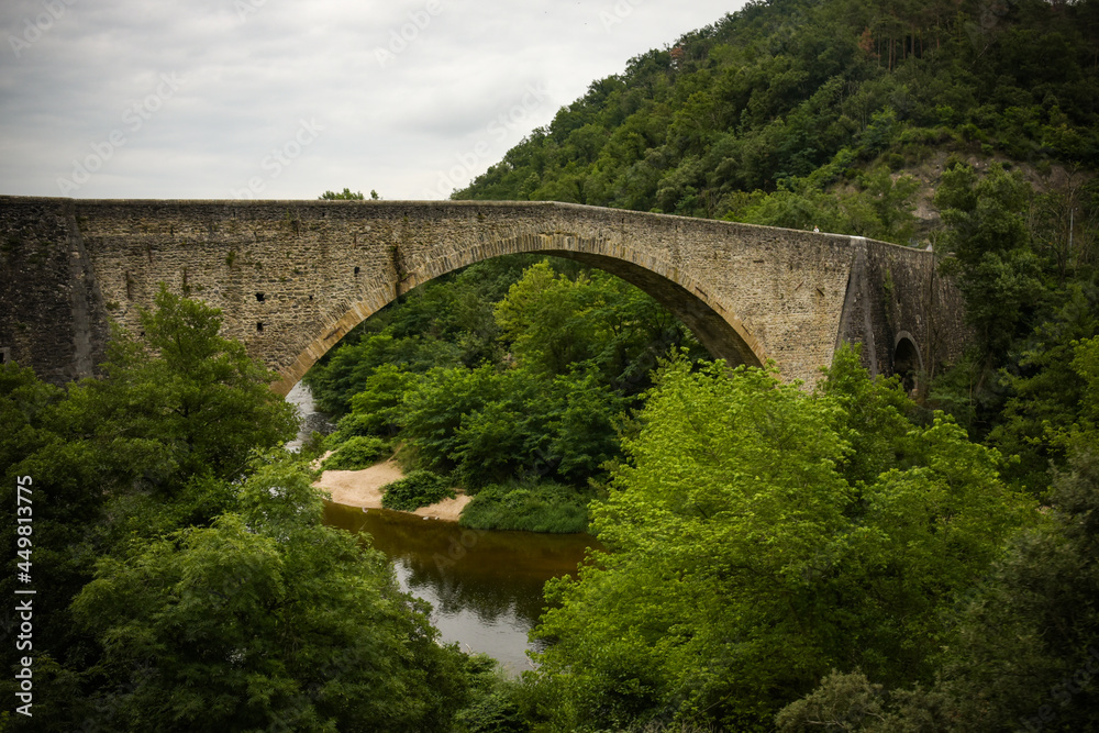 big bridge on the town of tournon saint jean