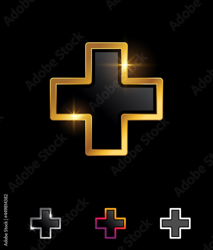 Golden Medical Cross Vector Sign