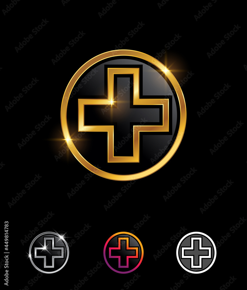 Golden Medical Cross Vector Sign Golden Medical Cross Vector Sign