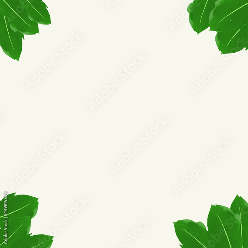 green leaves frame. Green leaves on a white background. Background. Leaves. Postcard. Plant.