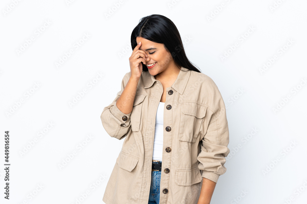 Young latin woman woman isolated on white background laughing Young latin woman woman isolated on white background laughing