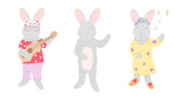 Rabbit singing set, great design for any purposes. Easter bunny ears vector illustration