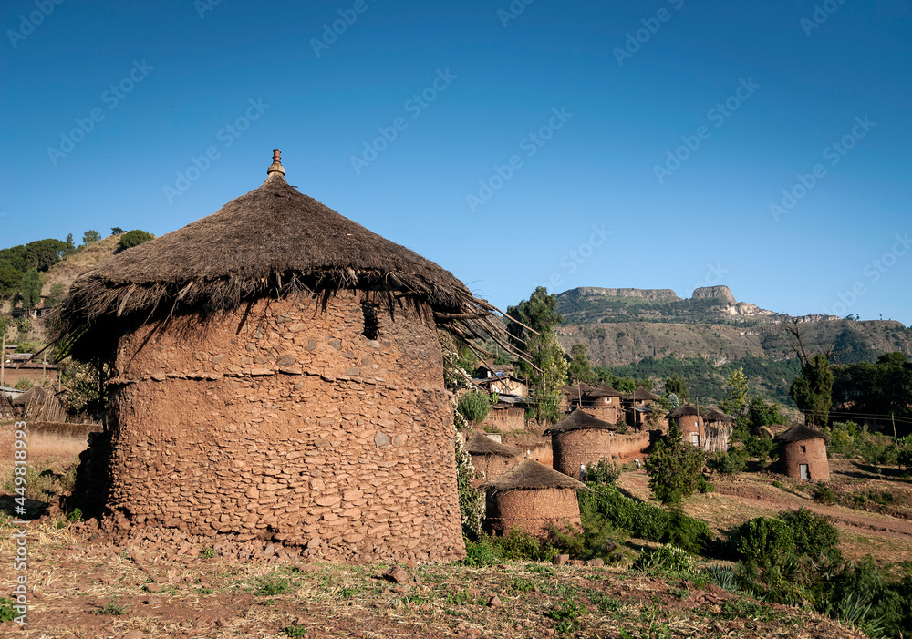 traditional circular ethiopian tukul village houses in lalibela ethiopia