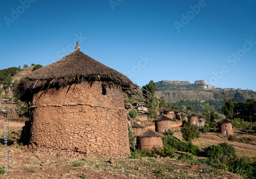 traditional circular ethiopian tukul village houses in lalibela ethiopia photo