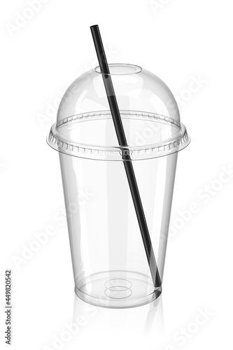 Plastic cup for cocktail. 3d rendering. Isolated on white.