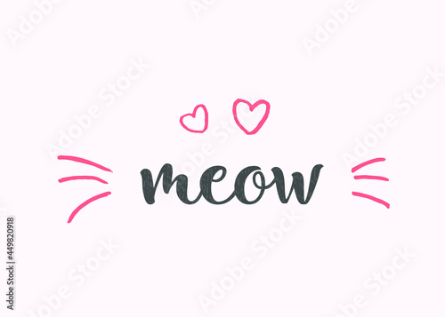 World Cat Day. International holiday on August 8. Vector illustration. Lettering. Pink texture.