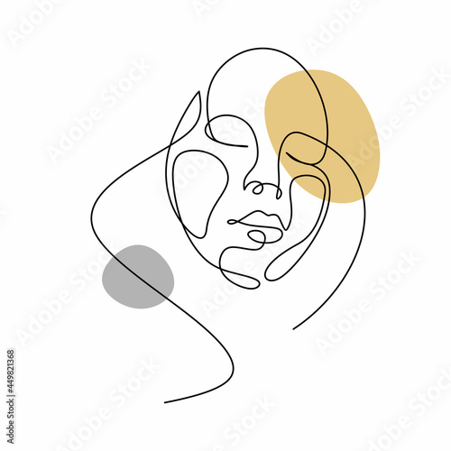 Abstract Woman face one lin...
