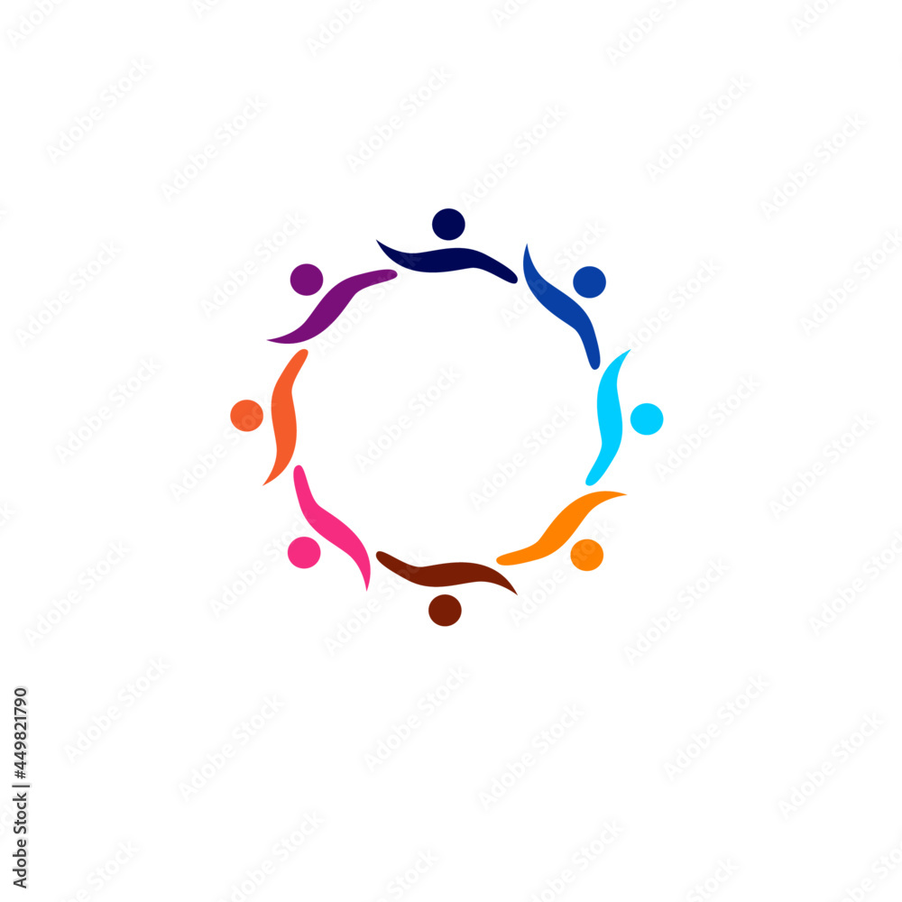 Colorful People Together Sign, Symbol, Logo isolated on White Colorful People Together Sign, Symbol, Logo isolated on White