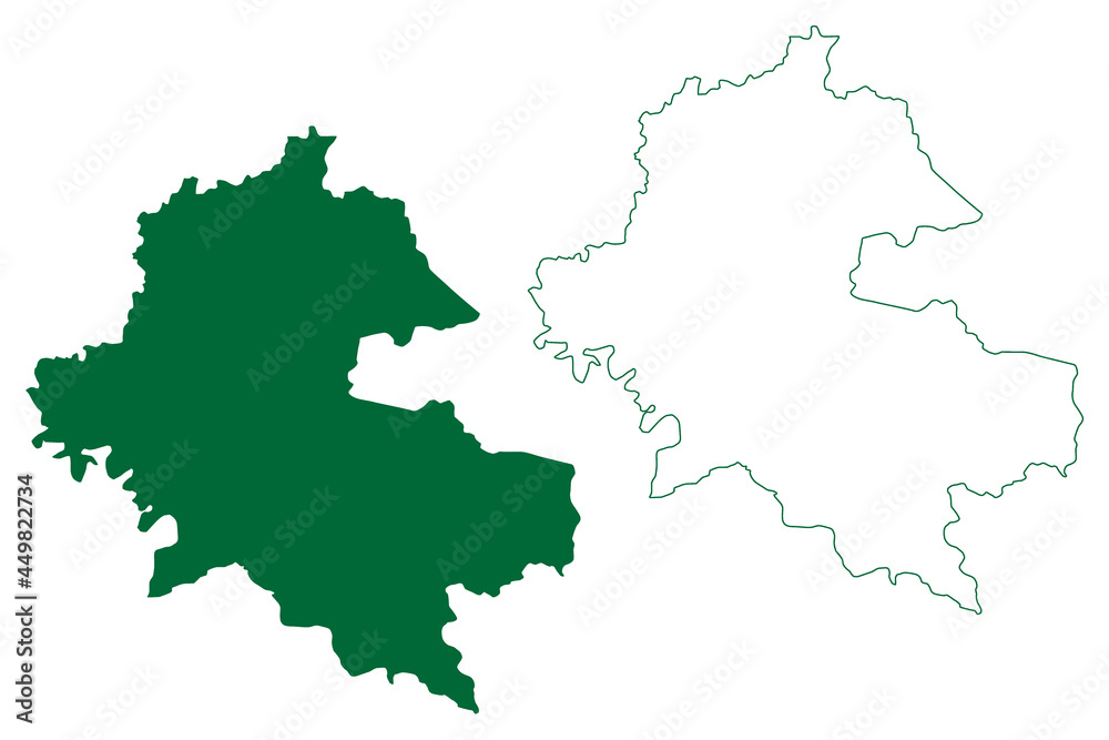 Deoria district (Uttar Pradesh State, Republic of India) map vector illustration, scribble sketch Deoria map
