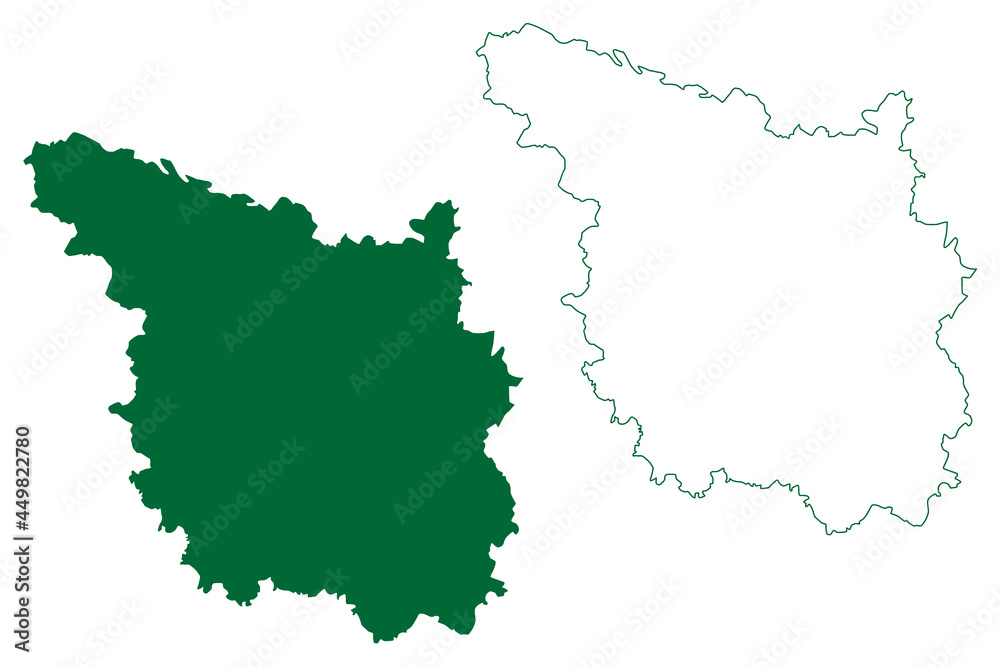 Naklejka premium Farrukhabad district (Uttar Pradesh State, Republic of India) map vector illustration, scribble sketch Farrukhabad map