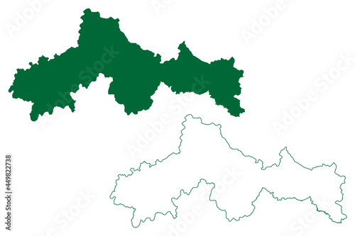 Etah district (Uttar Pradesh State, Republic of India) map vector illustration, scribble sketch Etah map