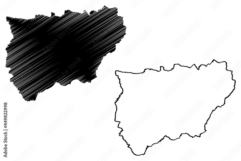 Province of Jaen (Kingdom of Spain, Autonomous community of Andalusia) map vector illustration, scribble sketch Jaen map