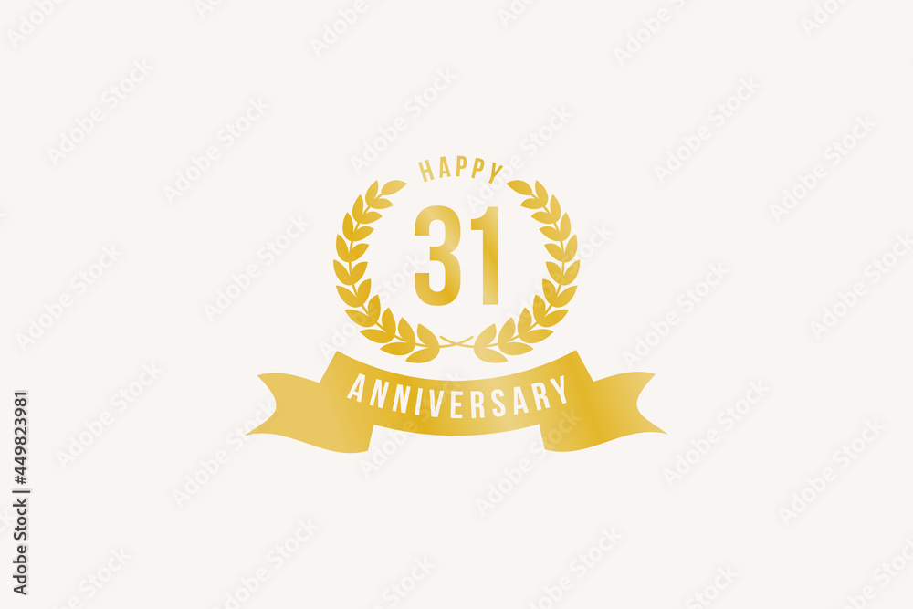 Naklejka premium 31 Gold ribbon for Anniversary