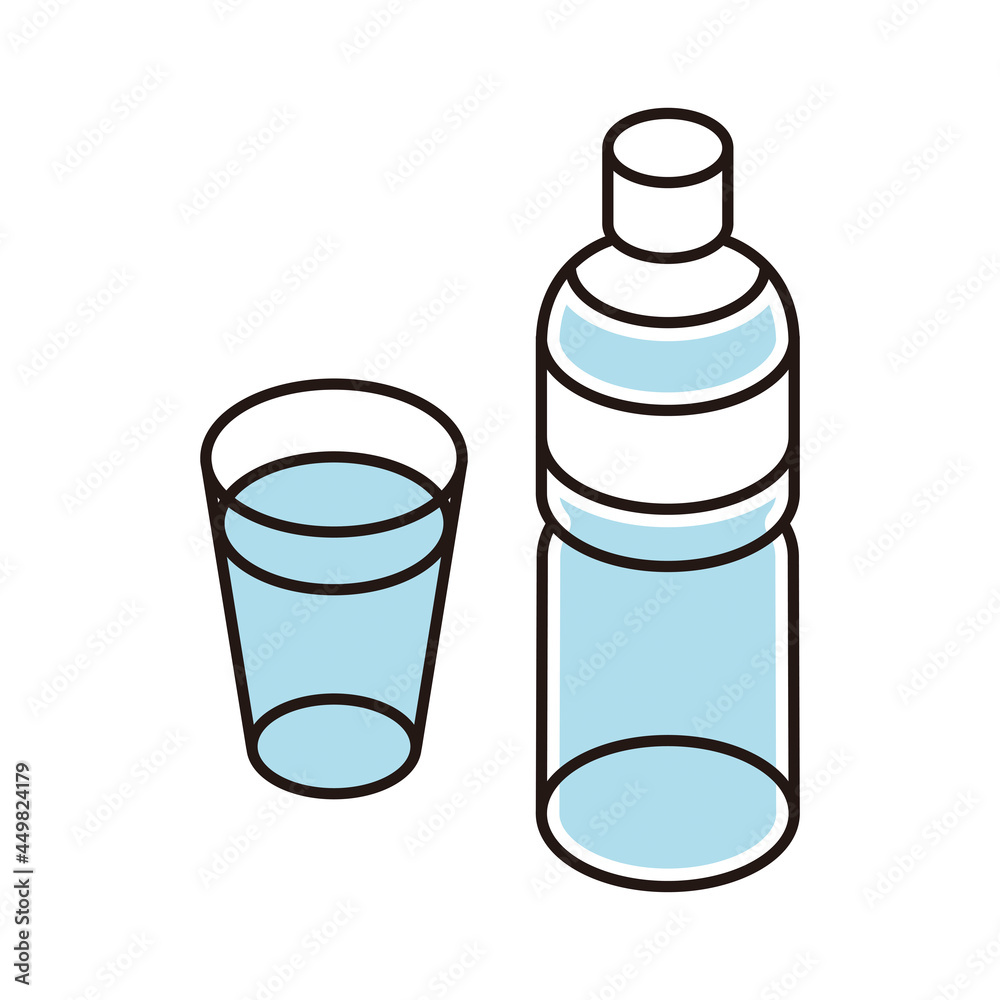 シンプル イラスト ペットボトルの水とコップのベクターイラスト シンプル イラスト ペットボトルの水とコップのベクターイラスト