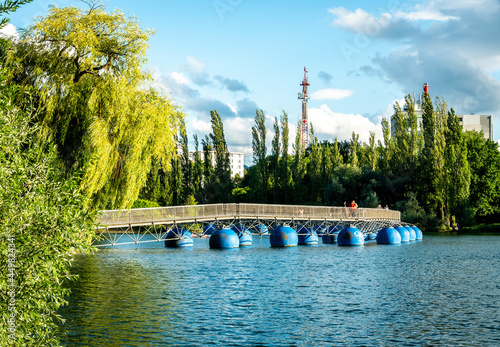 Bridge over the Flueckiger Lake in Freiburg photo