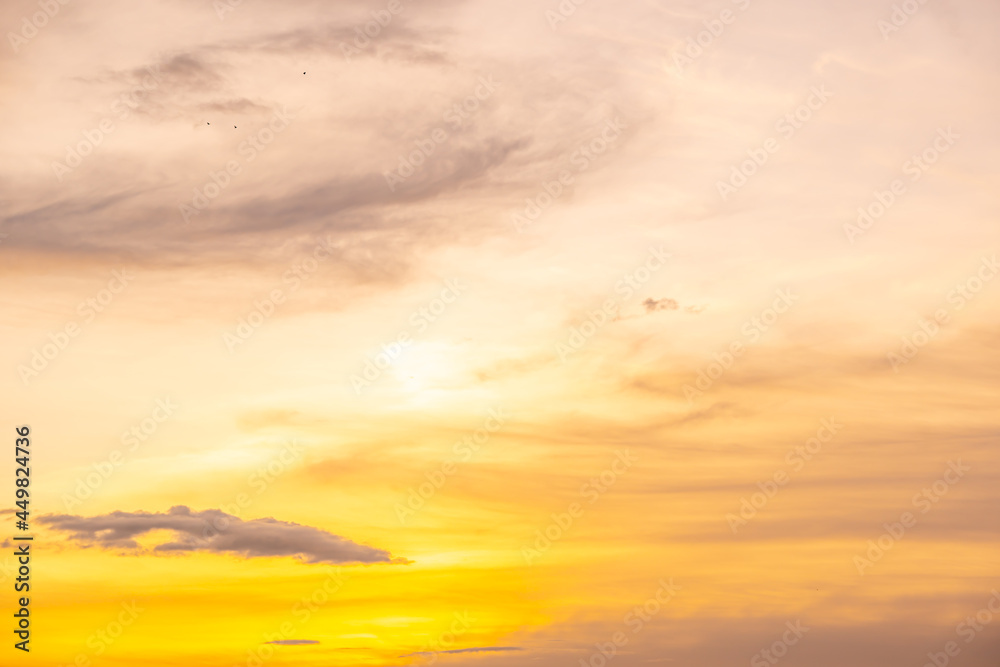 Golden sky and cloud on sunset background