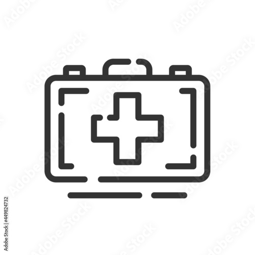 First aid kit icon in simple one line style isolated on white background. Vector illustration