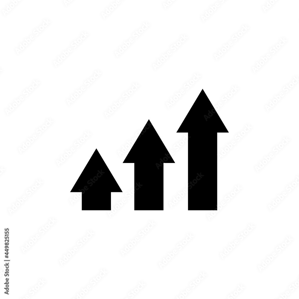 Up Arrow, Finance Profit, Growth Graph. Flat Vector Icon illustration. Simple black symbol on white background. Up Arrow, Profit, Growth Graph sign design template for web and mobile UI element. Up Arrow, Finance Profit, Growth Graph. Flat Vector Icon illustration. Simple black symbol on white background. Up Arrow, Profit, Growth Graph sign design template for web and mobile UI element.