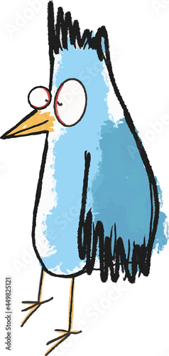vector illustration of funny blue parrot standing isolated 