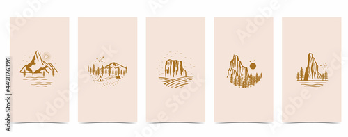 boho background for social media with mountain,natural