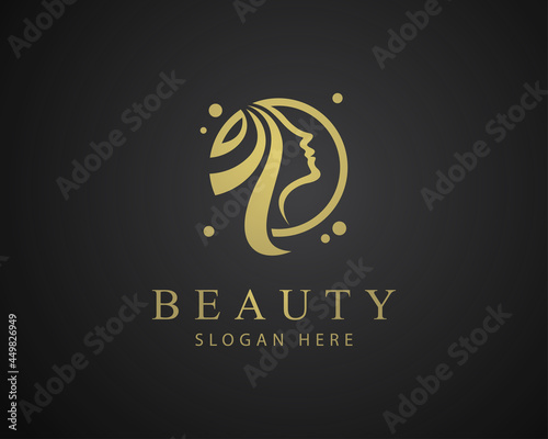 beauty logo creative line art nature salon hair leaf spa design concept