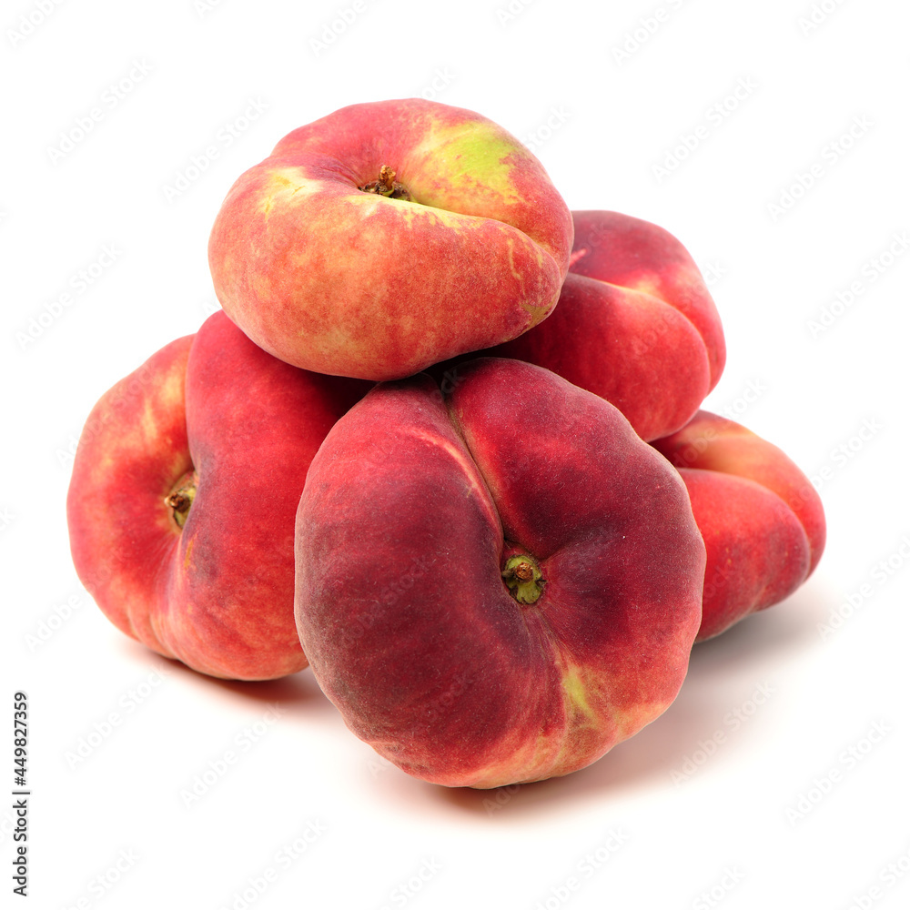 chinese flat peaches on white background chinese flat peaches on white background