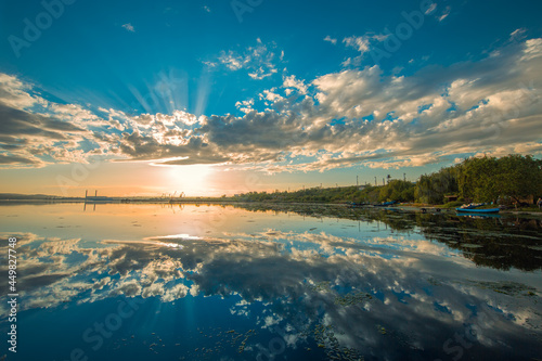 Beautiful cloudscape over the lake