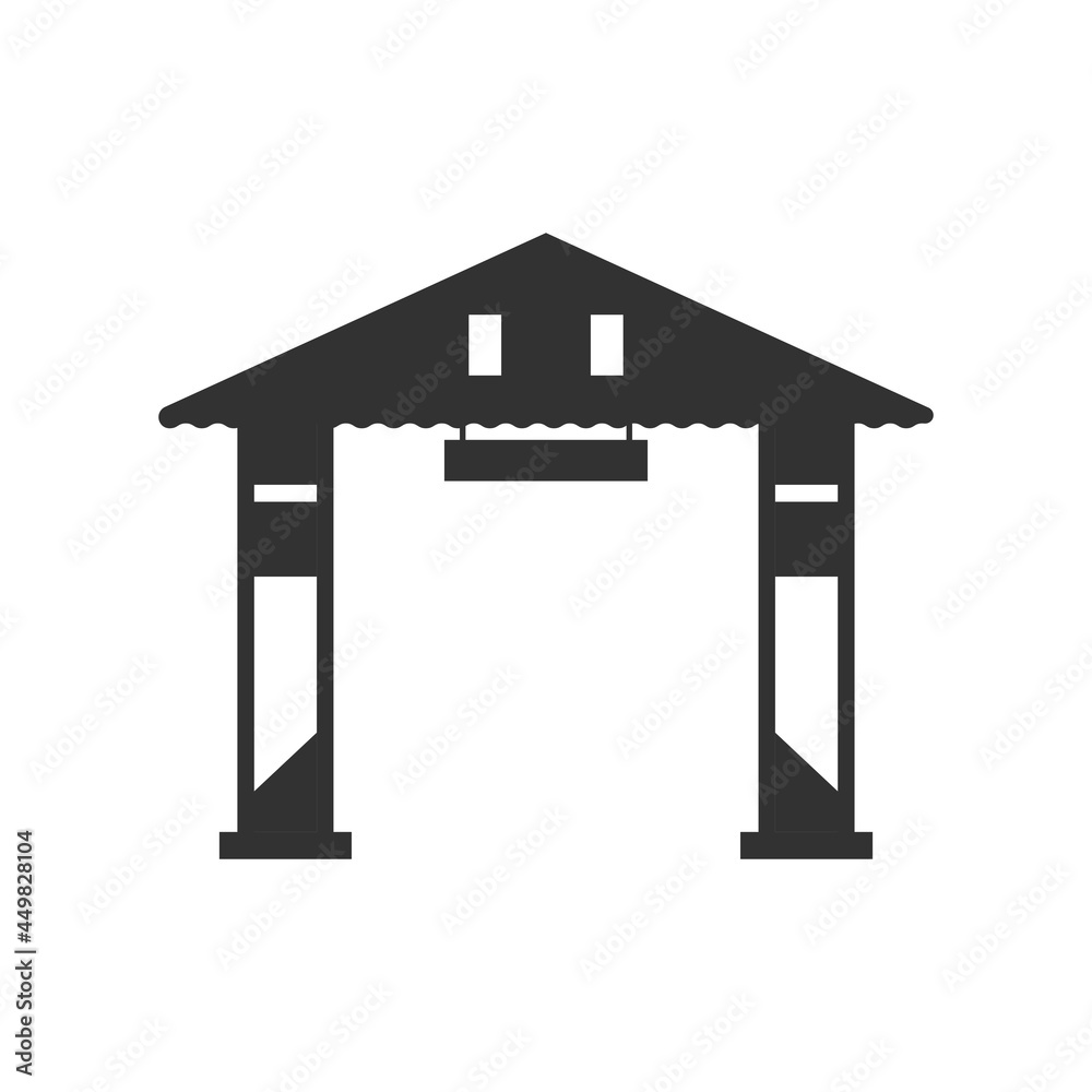 Village Welcome Gate Icon. Silhouette of Traditional Gates or Village Welcome Gate Icon. Silhouette of Traditional Gates or