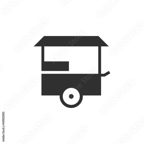 Food Cart Icon. Black street retail or wheel market, kiosk trolley Isolated 
