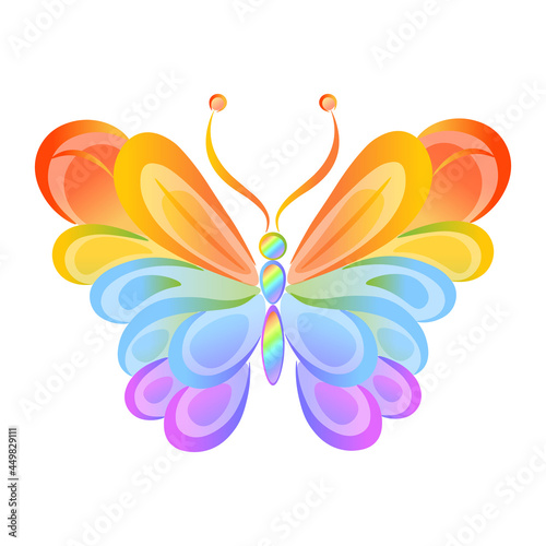 butterfly rainbow colors beauty bright colorful gradient white background
