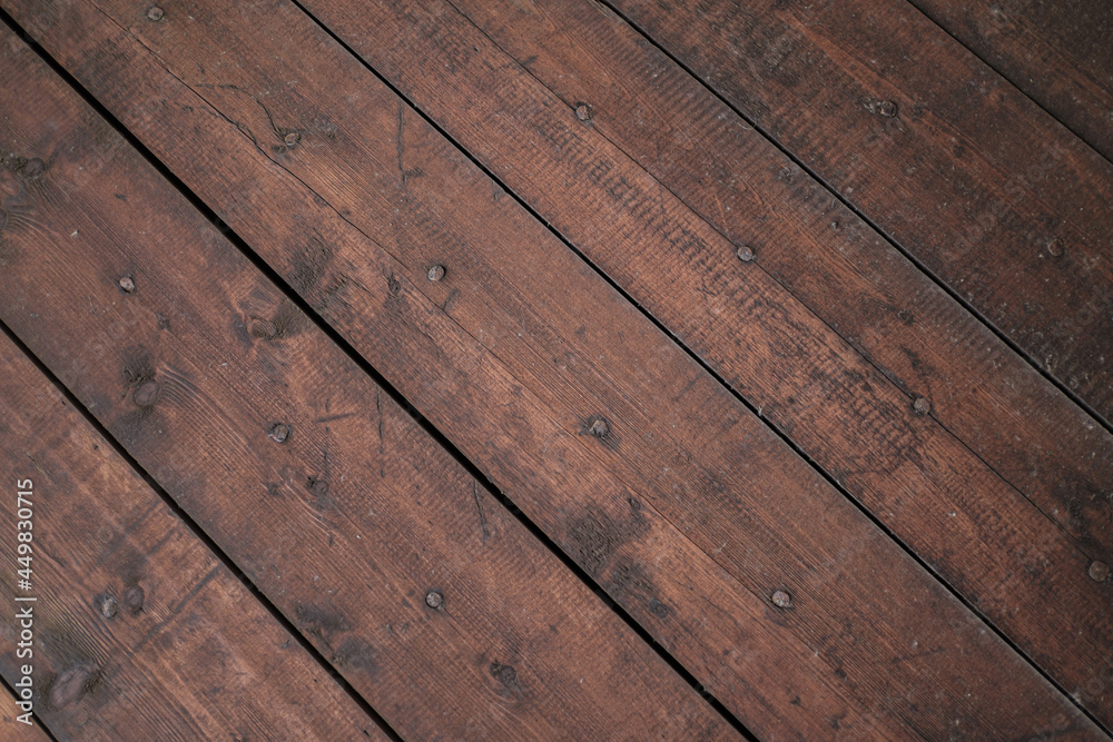 Texture of brown wooden floor from planks with nails. Texture of brown wooden floor from planks with nails.