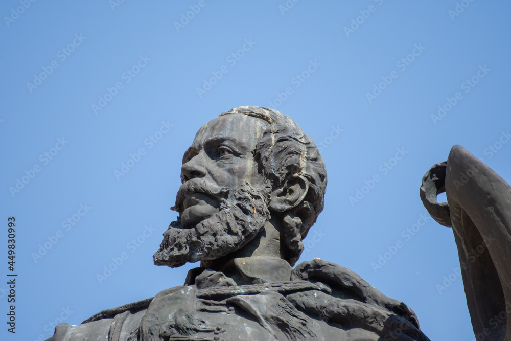 Kossuth Lajos Statue ihead detail , in the city center of Szeged. Hungary ,July 2021, Kossuth Lajos Statue ihead detail , in the city center of Szeged. Hungary ,July 2021,