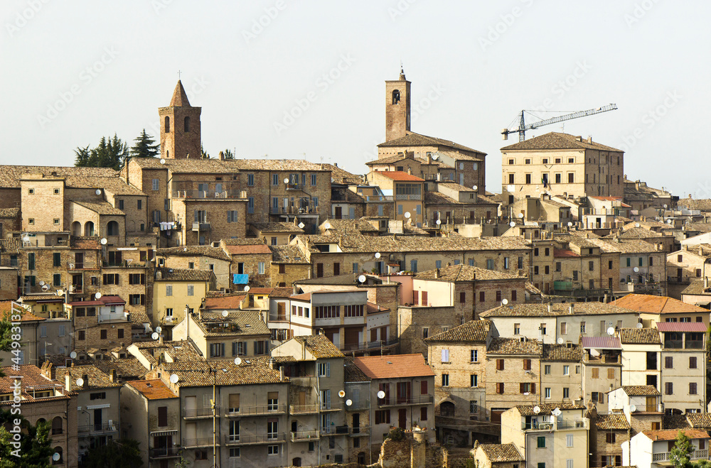 The skyline of the city of Ripatransone in the province of Ascoli Piceno, Italy