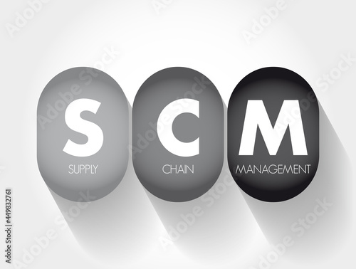 SCM - Supply Chain Management acronym, business concept background