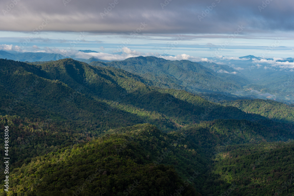 High angle view of tropical mountains,Phu Soi Dao in Thailand.