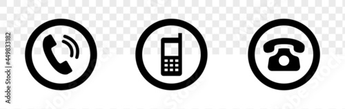 Isolated telephone simbols on white background. Phone icon set.