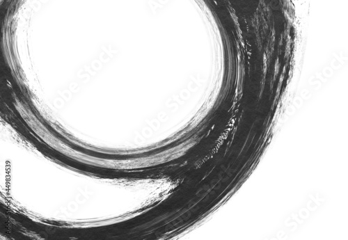 黒 インク 墨絵 墨汁 筆 アート ウェーブ 曲線 白地 フレーム ストローク ブラシ