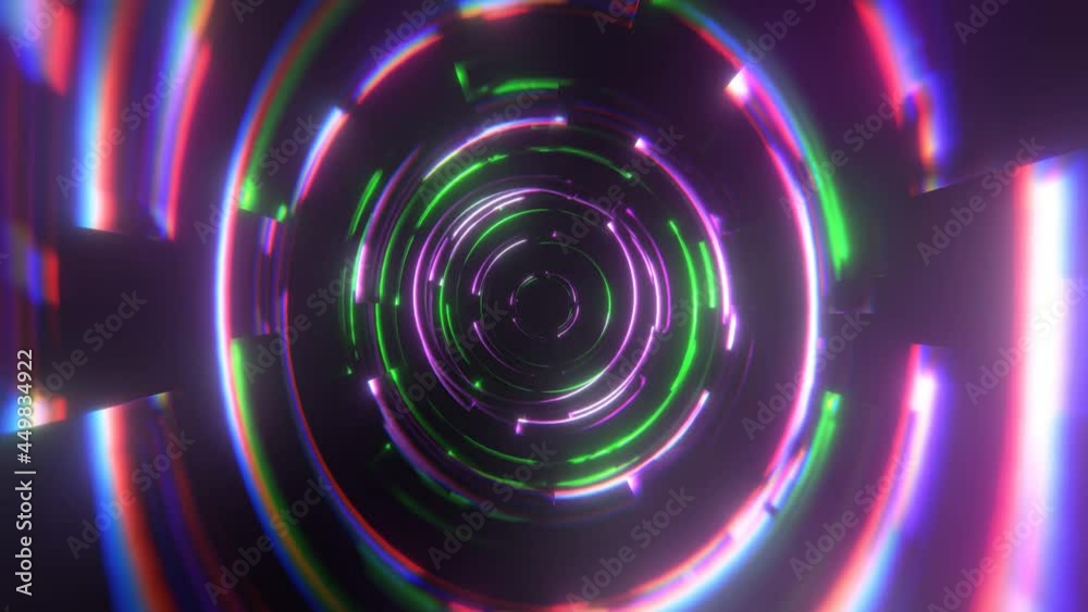 緑と紫の発光リング かっこいいサイバー空間 レンズ歪み [ループ対応] [別Verあり]