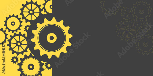 Abstract techno background with gear wheels. Vector illustration of gear mechanism.	