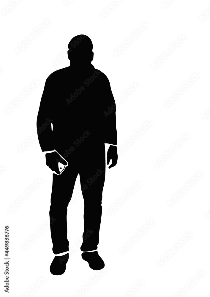 continuous drawing black silhouette man posing 